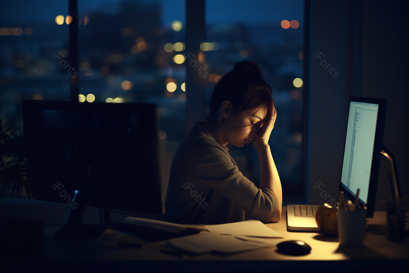 晚上职场里熬夜加班眼睛疲劳的白领职场女性特写摄影图,高清,摄影图,摄影图片,图片大全,摄影图免费下载